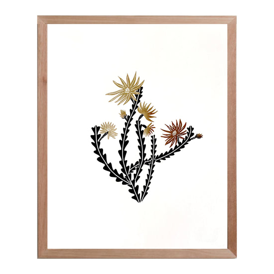 Orchid Cactus print - black & gold