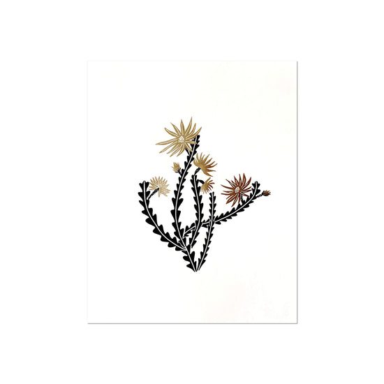 Orchid Cactus print - black & gold