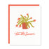 Holiday greeting card with a red envelope. Illustration of a Christmas cactus. Hand lettered text reads tis the season in red. 